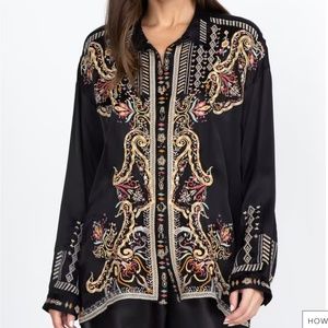 New with tag Black embroidered Johnny Was Size XL Tandit Blouse
